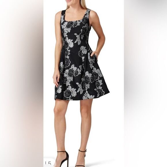 Prabal Gurung Dresses & Skirts - Prabal Gurung Black Floral Jacquard Flare Dress Size 8